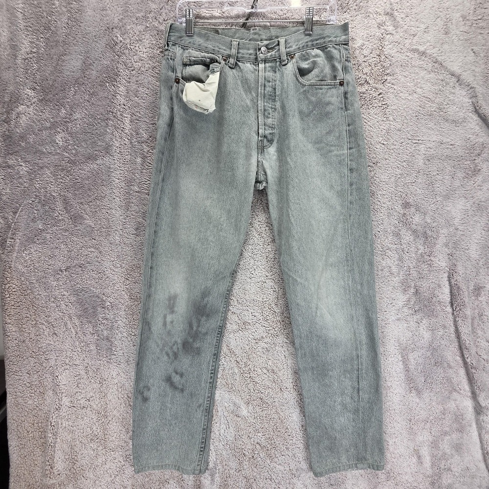 Vintage Levis 501XX Jeans Mens Gray Made USA Button Fly Straight Fits 30x28